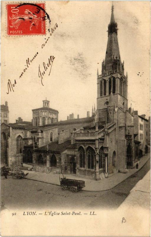 Carte postale ancienne Lyon - L'Eglise Saint-Paul à Lyon