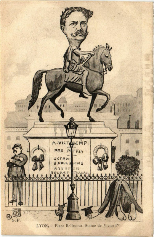 Carte postale ancienne Lyon - Place Bellecour à Lyon