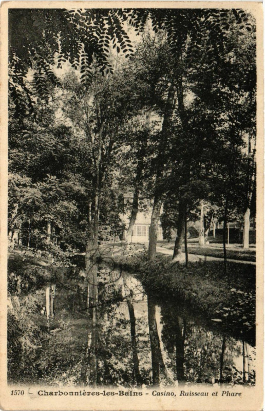 Carte postale ancienne Charbonnieres-les-Bains - Casino - Ruisseau et Phare à Charbonnières-les-Bains