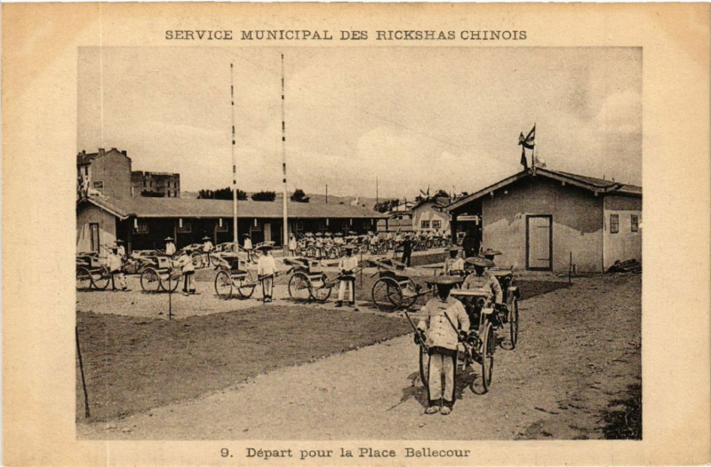 Carte postale ancienne Service Municipal des Rckshas Chinois