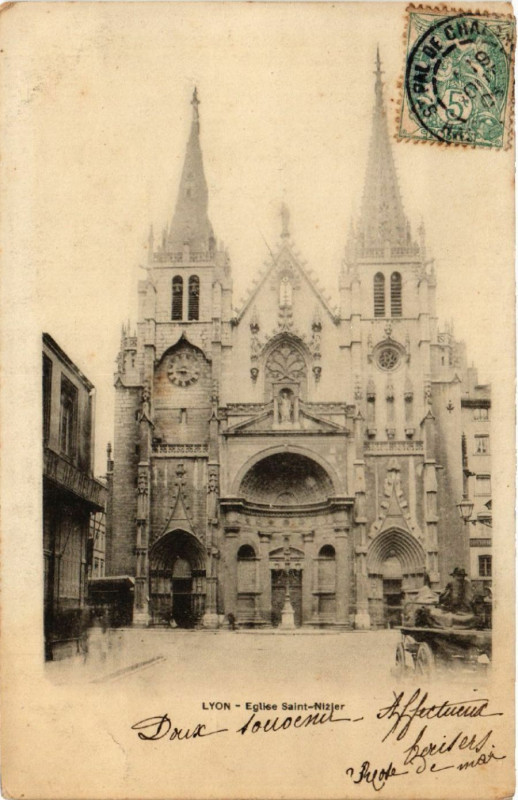 Carte postale ancienne Lyon - Eglise Saint-Nizer à Lyon