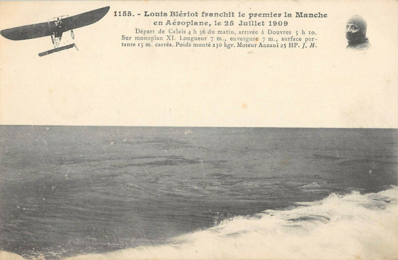 Carte postale ancienne Aviation Louis Bleriot Francht Le Premier La Manche En Aeroplane