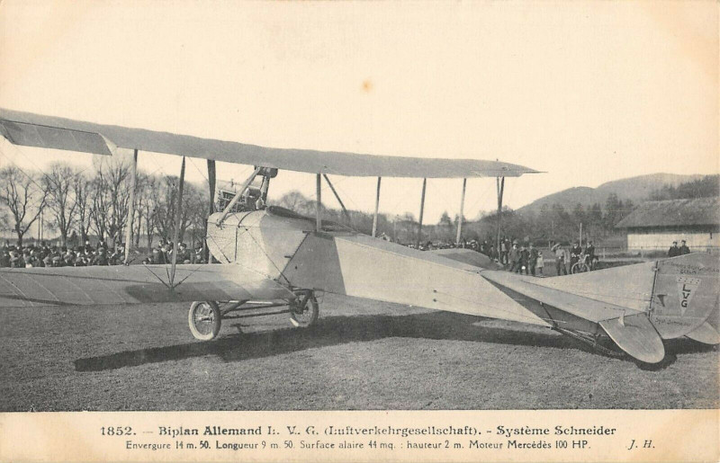 Carte postale ancienne Aviation Biplan Allemand L.v.g.systeme Schneider