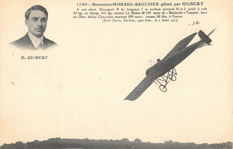 Carte postale ancienne Aviation Monoplan Morane Saulnier Pilote Par Gilbert