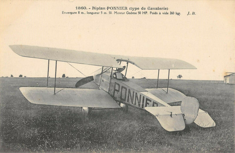 Carte postale ancienne Aviation Biplan Ponnier Type De Cavalerie