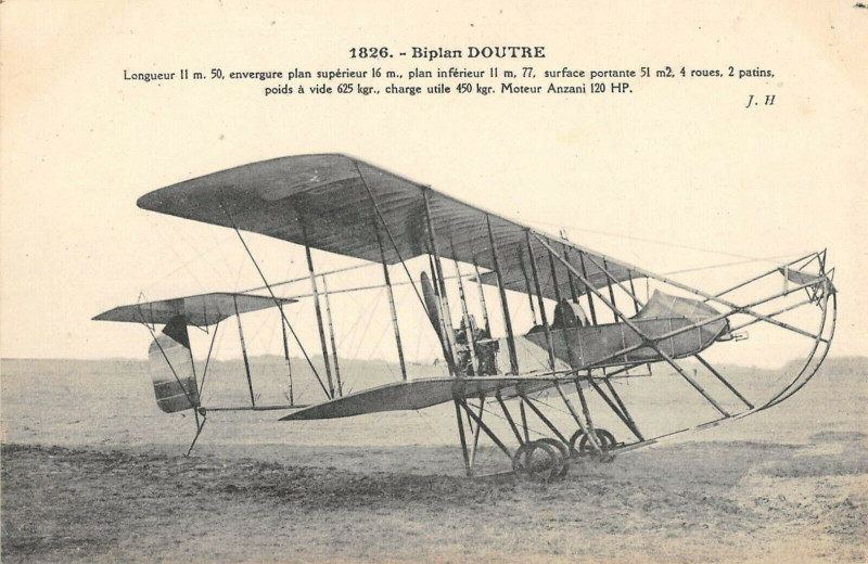 Carte postale ancienne Aviation Biplan Doutre