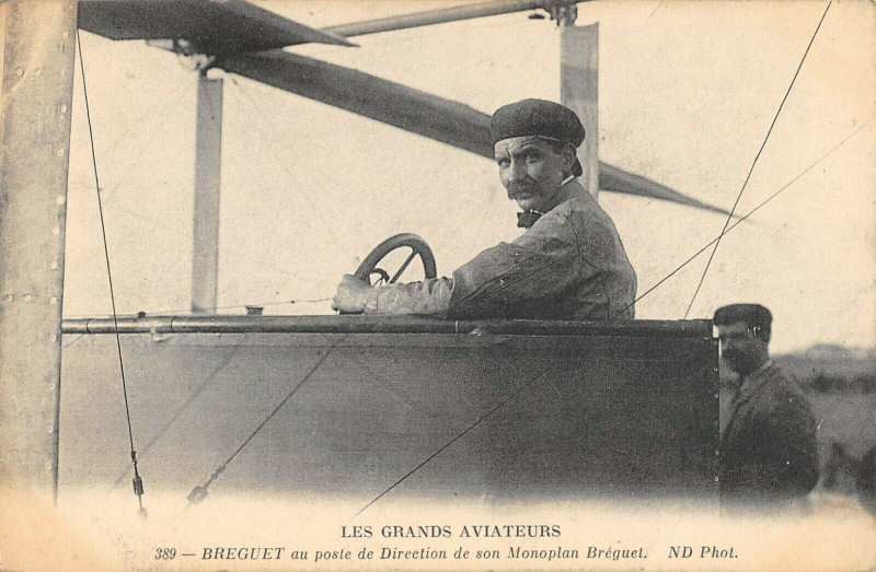 Carte postale ancienne Aviation Les Grands Aviateurs Breguet Au Poste De Direction De Son Monoplan