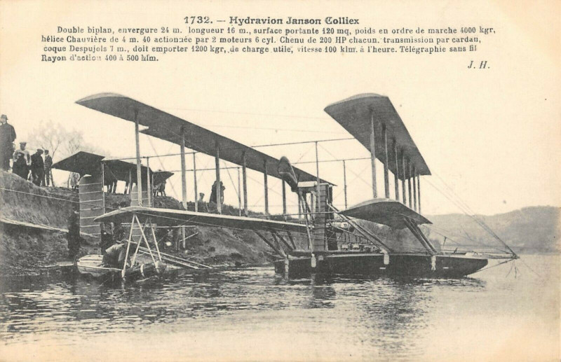 Carte postale ancienne Aviation Hydravion Janson Colliex