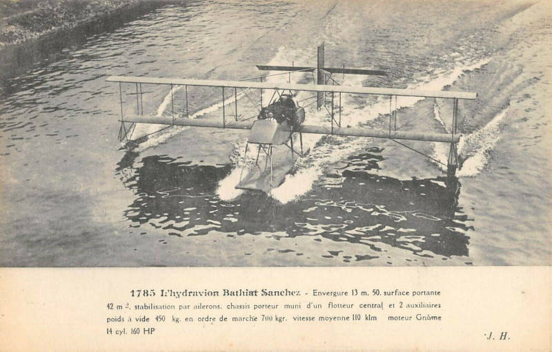 Carte postale ancienne Aviation L'Hydravion Bathiat Sanchez