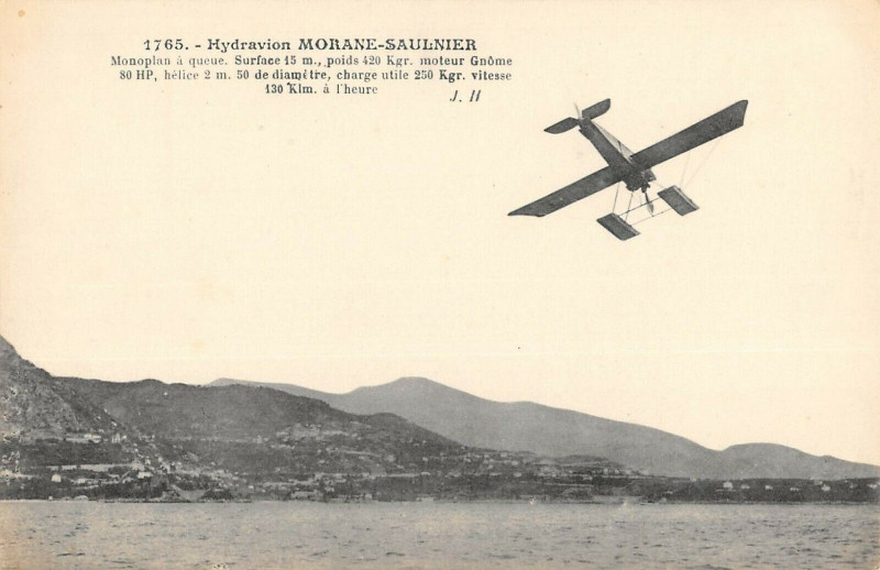 Carte postale ancienne Aviation Hydravion Biplan Morane Saulnier