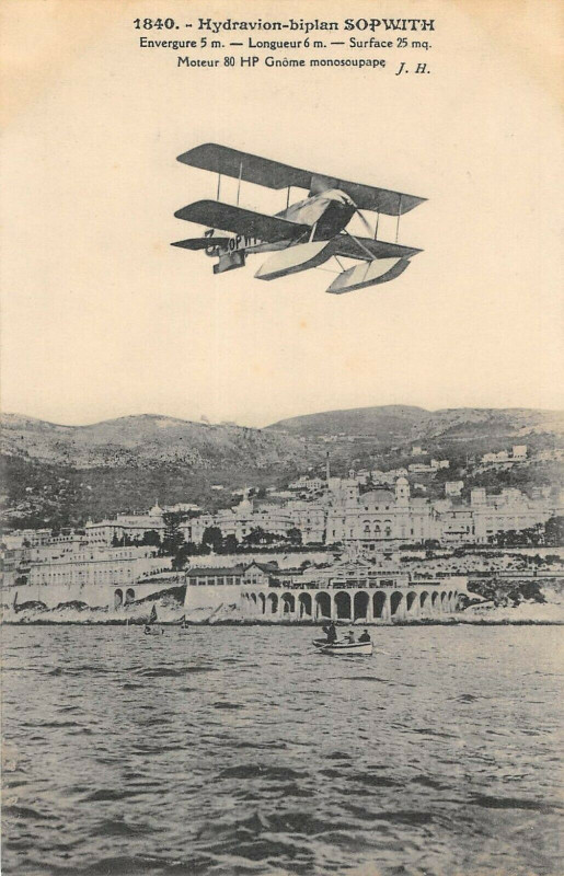 Carte postale ancienne Aviation Hydravion Biplan Sopwith
