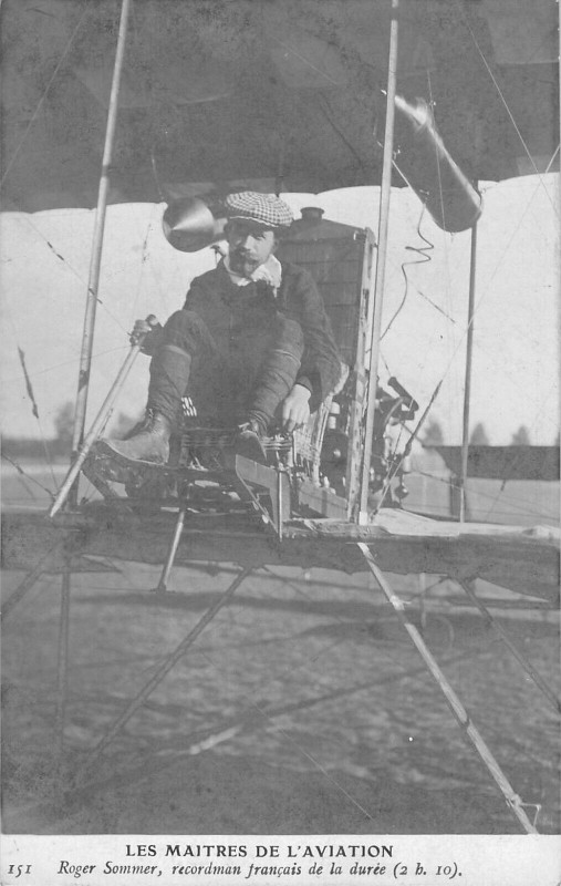 Carte postale ancienne Aviation Les Maitres De L'Aviation Roger Sommer Recordman Francais De La Dur