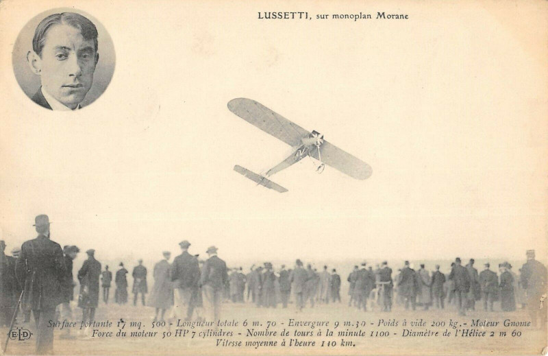 Carte postale ancienne Aviation Lussetti Sur Monoplan Morane