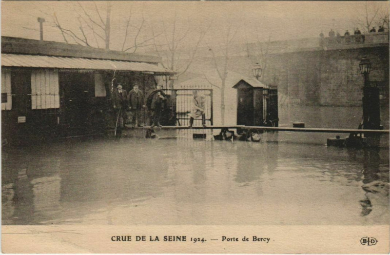 Carte postale ancienne Paris Inondation, Flood Porte de Bercy