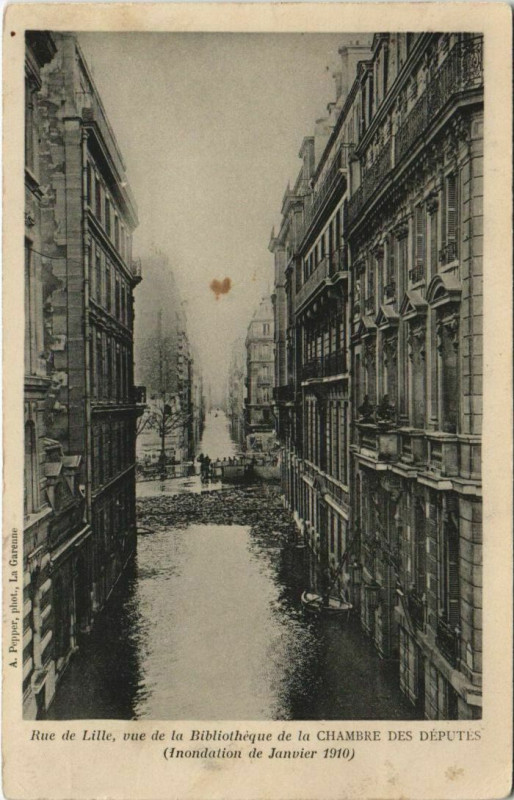 Carte postale ancienne Paris Inondation, Flood Rue de Lille