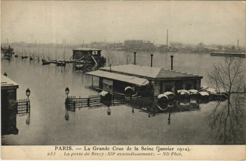 Carte postale ancienne Paris Inondation, Flood Porte de Bercy