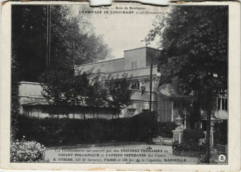 Carte postale ancienne Bois de Boulogne - L'Ermitage de Longchamp (Café-Restaurant) à Paris 16e