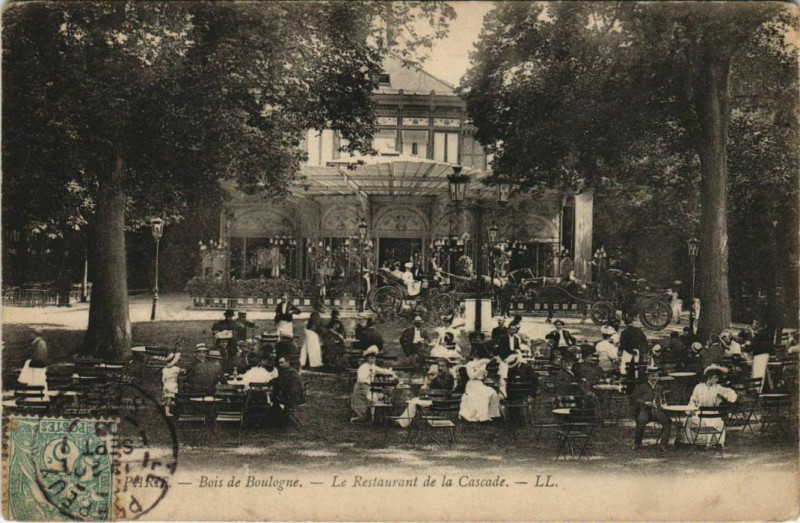 Carte postale ancienne Bois de Boulogne - Le Restaurant de la Cascade à Paris 16e