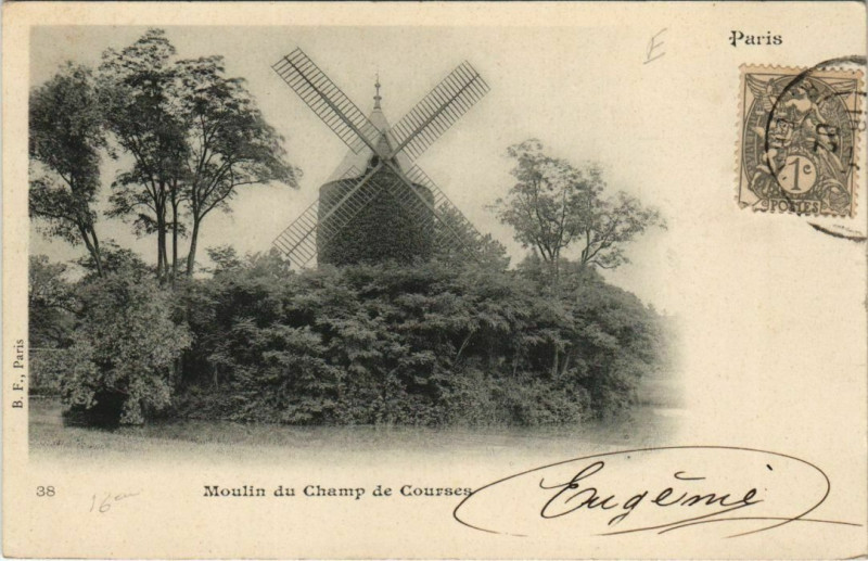 Carte postale ancienne Moulin du Champ de Courses à Paris 16e