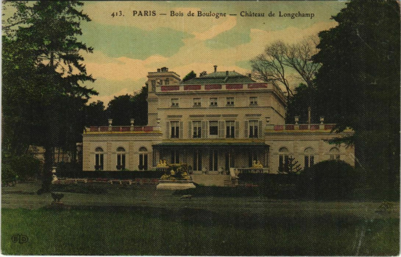 Carte postale ancienne Bois de Boulogne - Château de Longchamp à Paris 16e