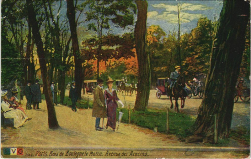 Carte postale ancienne Bois de Boulogne le Matin - Avenue des Acacias à Paris 16e