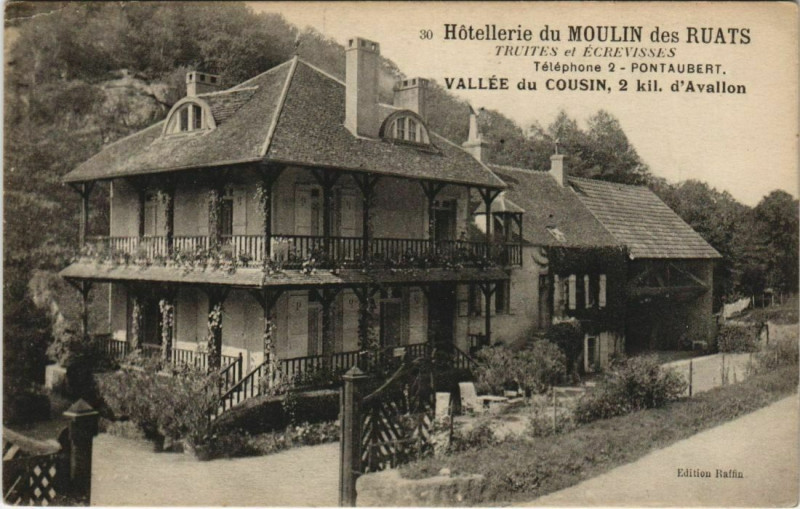 Carte postale ancienne Hotellerie du Moulin des Ruats - Route de Pontaubert à Pontaubert