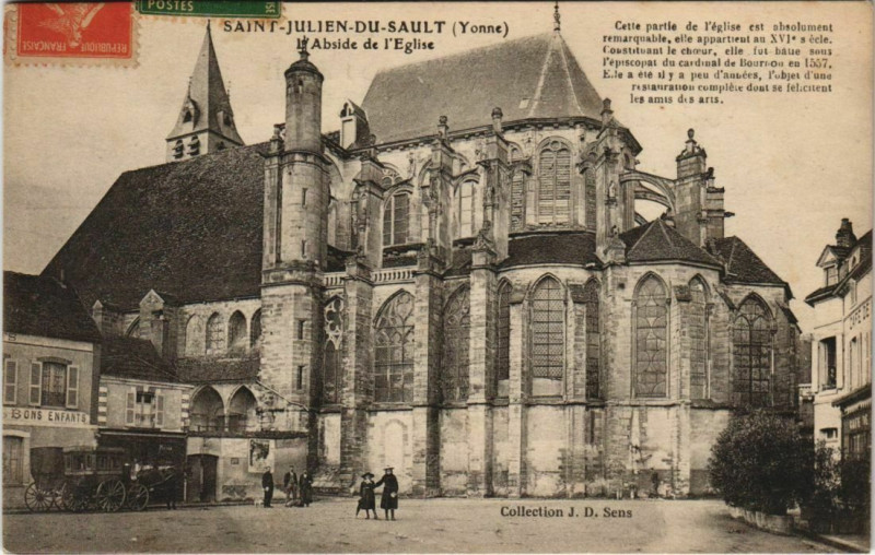 Carte postale ancienne Saint-Julien-du-Sault L'Abside de l'Eglise à Saint-Julien-du-Sault