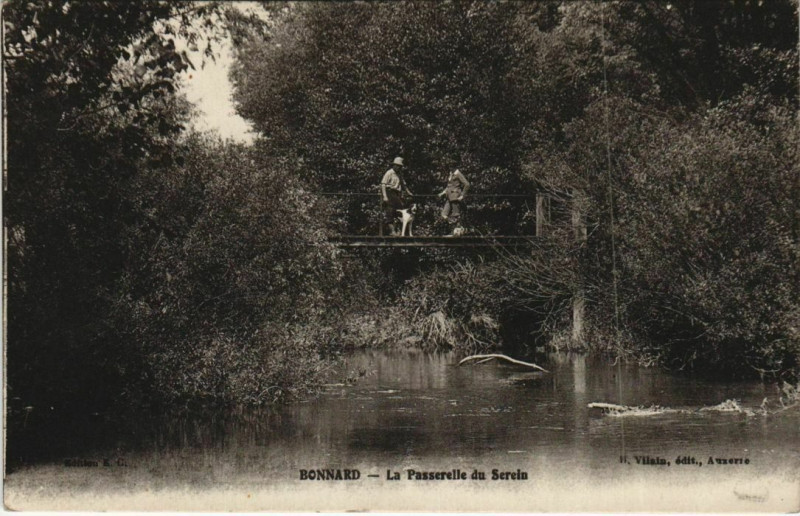 Carte postale ancienne Bonnard La Passerelle du Serein à Bonnard