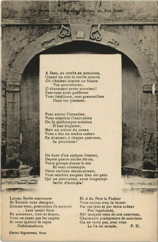 Carte postale ancienne Sens Maison des Porcelets - Rue Jossey à Sens