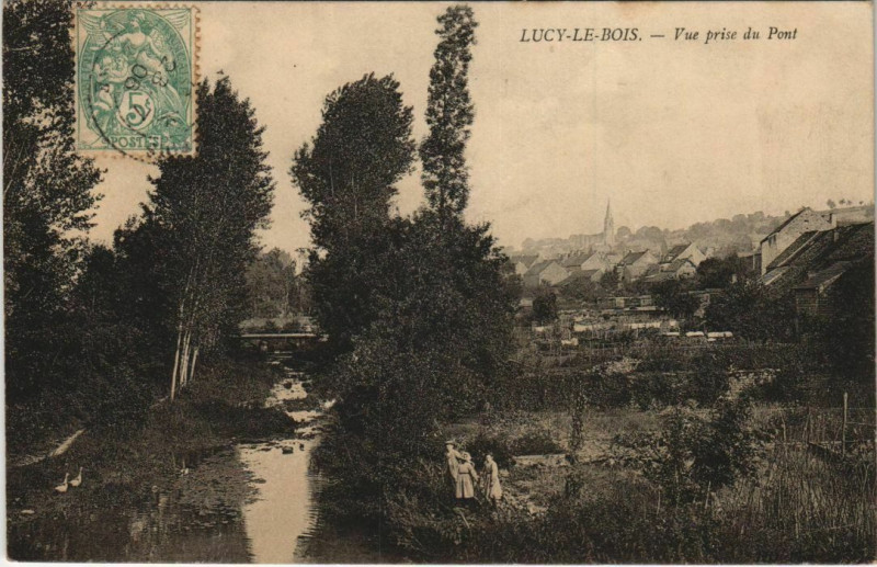 Carte postale ancienne Lucy-le-Bois Vue prise du Pont à Lucy-le-Bois