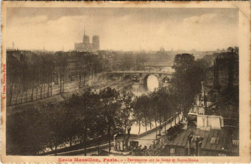 Carte postale ancienne Paris 4e Ecole Massillon perspective à Paris 4e