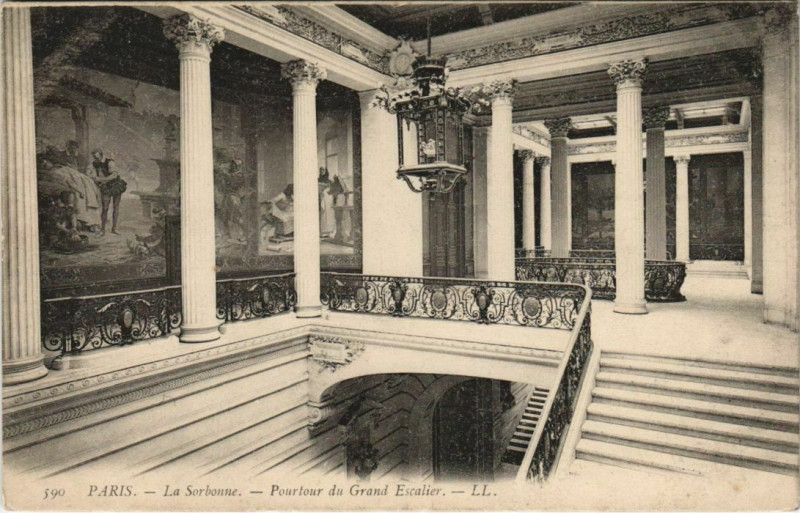 Carte postale ancienne Paris 5e La Sorbonne Pourtour du grand Escalier à Paris 5e