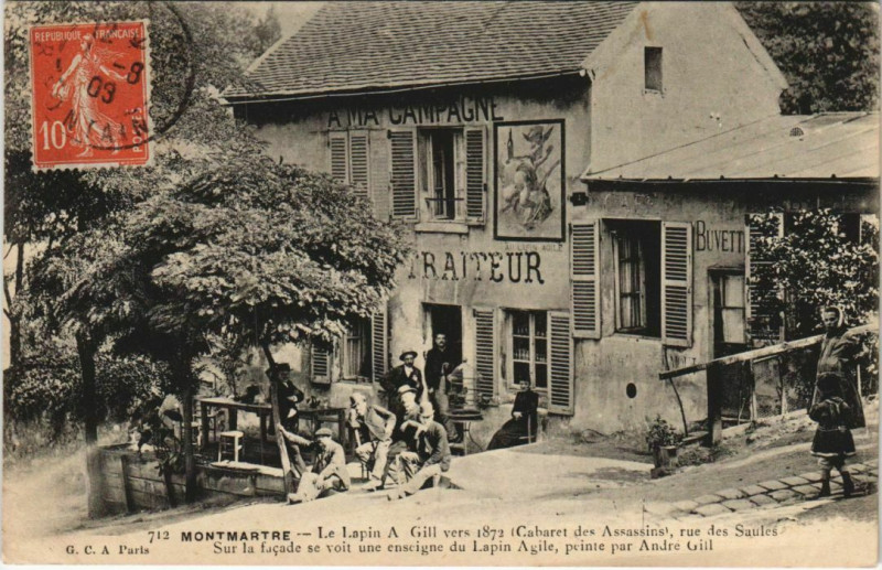 Carte postale ancienne Montmartre - Le Lapin A. Gill. Vers 1872 (Cabaret des assassins) à Paris 18e