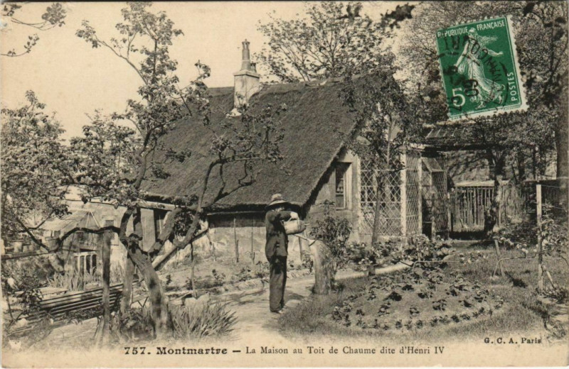 Carte postale ancienne Montmartre - La Maison au Toit de Chaume dite d'Henri IV à Paris 18e