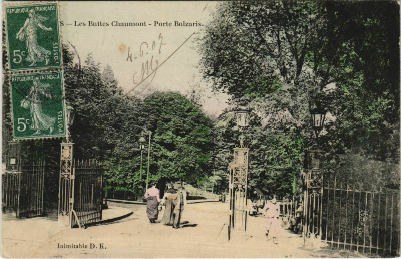 Carte postale ancienne Les Buttes-Chaumont - Porte Bolzaris à Paris 19e