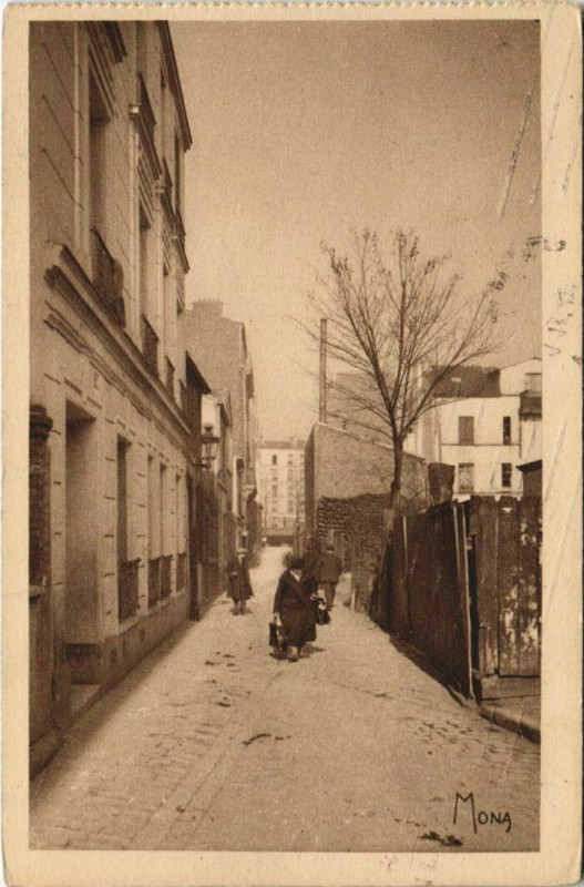Carte postale ancienne Quartier de Charonne - Vieille rue à Paris 20e