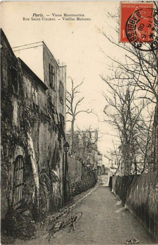 Carte postale ancienne Montmartre - Rue Saint-Vincent - Vieilles Maisons à Paris 18e