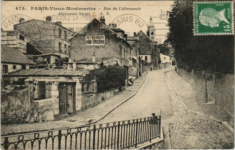 Carte postale ancienne Vieux-Montmartre - Rue de l'Abreuvoir à Paris 18e