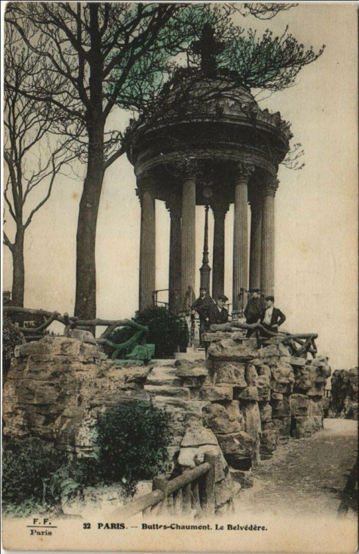 Carte postale ancienne Buttes-Chaumont - Le Belvédère à Paris 19e