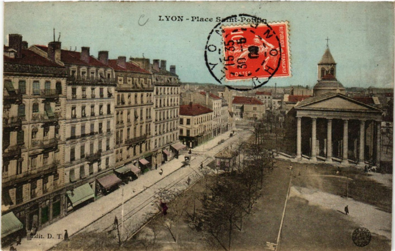 Carte postale ancienne Lyon Place Saint-Potitin à Lyon