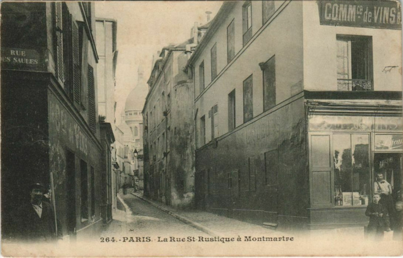 Carte postale ancienne La Rue Saint-Rustique à Montmartre à Paris 18e