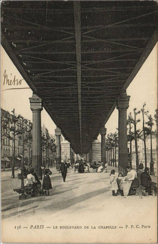 Carte postale ancienne Le Boulevard de la Chapelle à Paris 10e