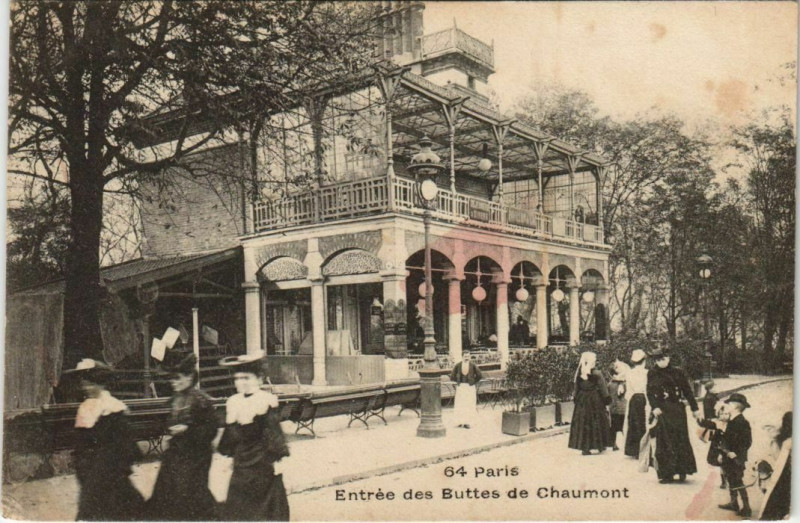 Carte postale ancienne Entrée des Buttes de Chaumont à Paris 19e