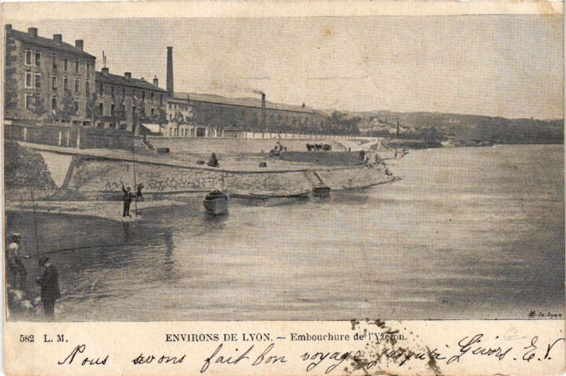 Carte postale ancienne Env. de Lyon Embouchure de l'Yzeron à Lyon