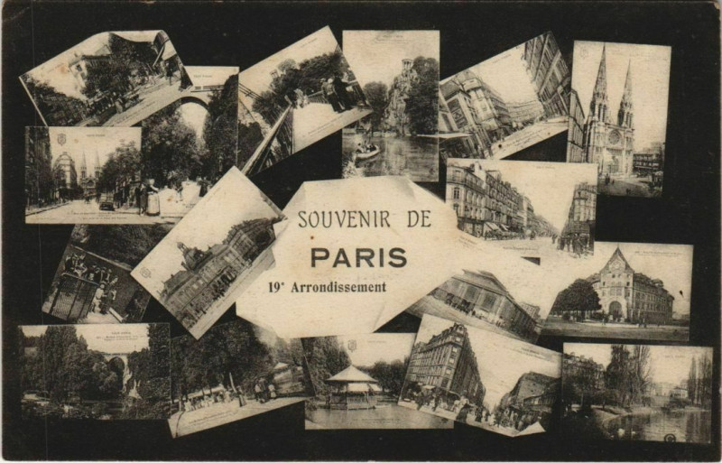 Carte postale ancienne Souvenir de Paris - XIXe Arrondissement à Paris 19e