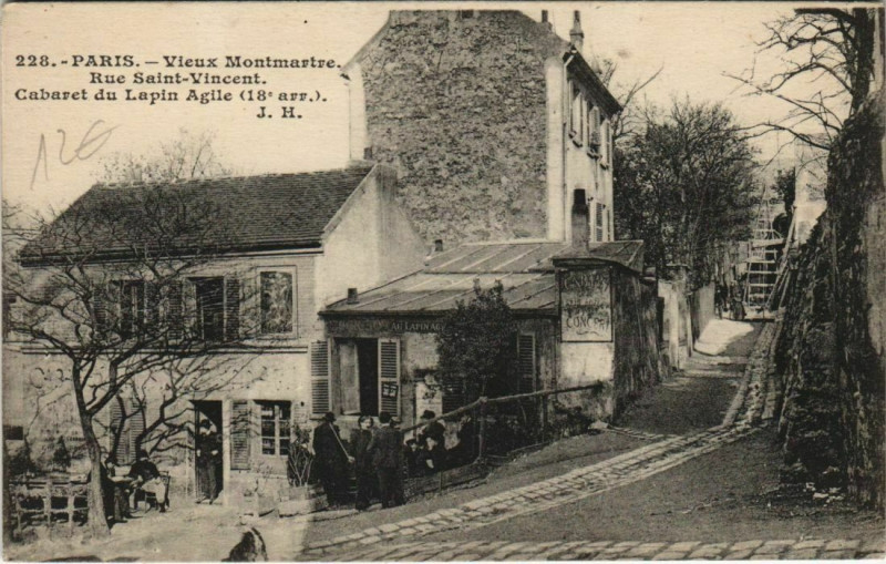 Carte postale ancienne Vieux Montmartre - Rue Saint-Vincent - Cabaret du Lapin Agile à Paris 18e