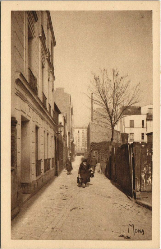 Carte postale ancienne Quartier de Charonne - Vieille rue à Paris 20e