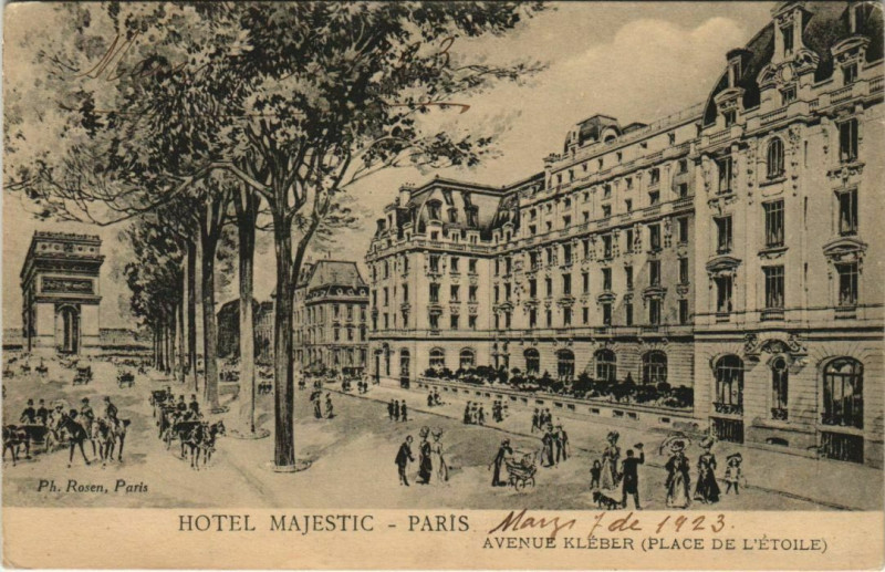 Carte postale ancienne Hôtel Majestic - Avenue Kléber (Place de l'Etoile) à Paris 16e