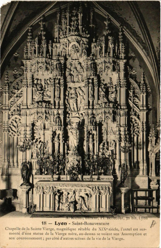 Carte postale ancienne Lyon Saint-Bonaventure Chapelle de la Sainte-Vierge à Lyon