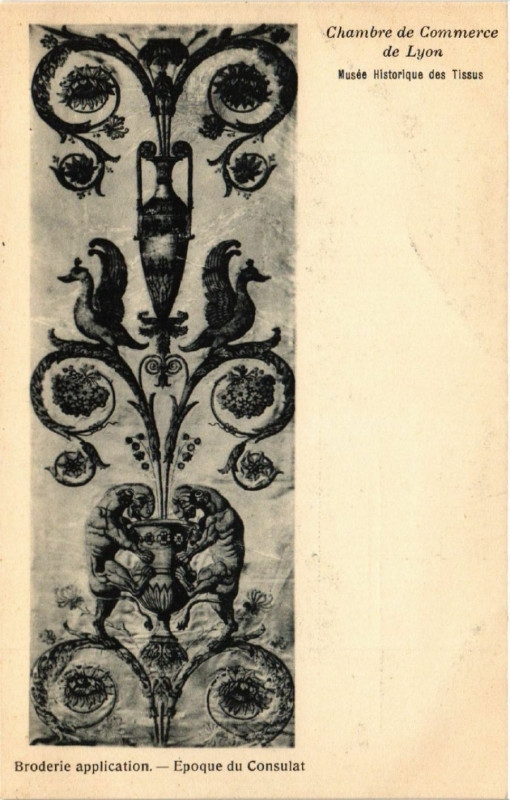Carte postale ancienne Lyon Chambre de Commerce. Broderie application à Lyon